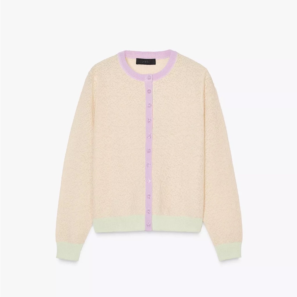 Zara Women's Pastel Cardigan with Lavender Accents